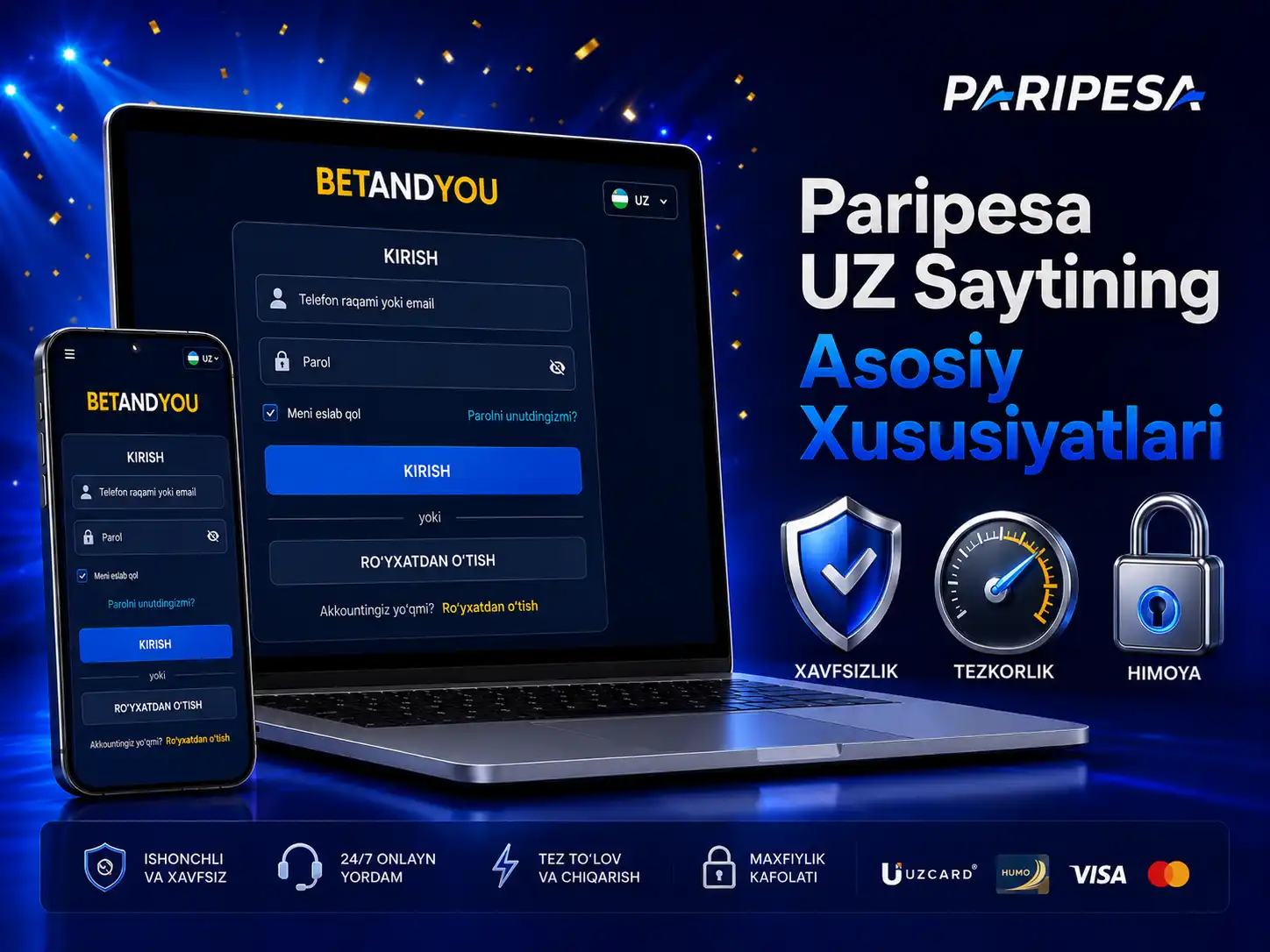 Paripesa UZ Saytining Asosiy Xususiyatlari